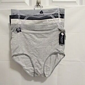 5 NEW NAUTICA NT9371 5PKC SUPER SOFT High waist BRIEF PANTIES 1x gray